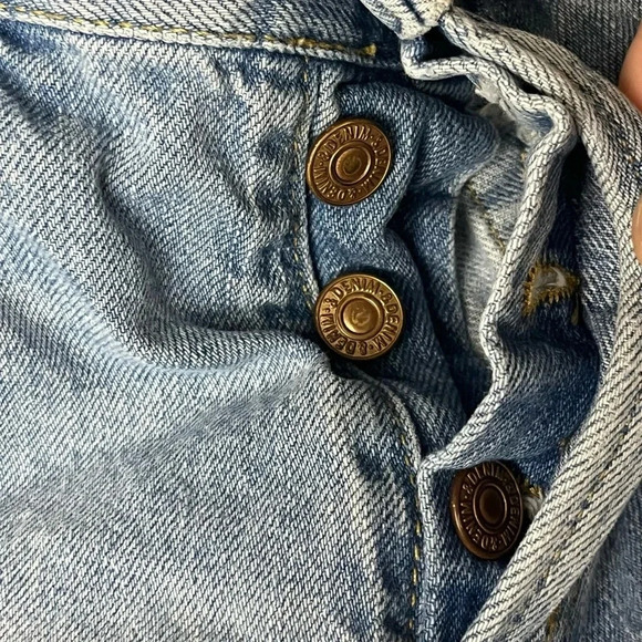 H&M Jeans Women 4 Blue Boyfriend Low Waist Denim Button Fly Grunge Preppy Frayed - Picture 7 of 11